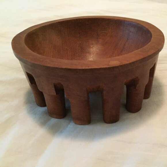 Vintage Hand Made Ceremonial Samoan Wood Kava Bowl 14 Footed
